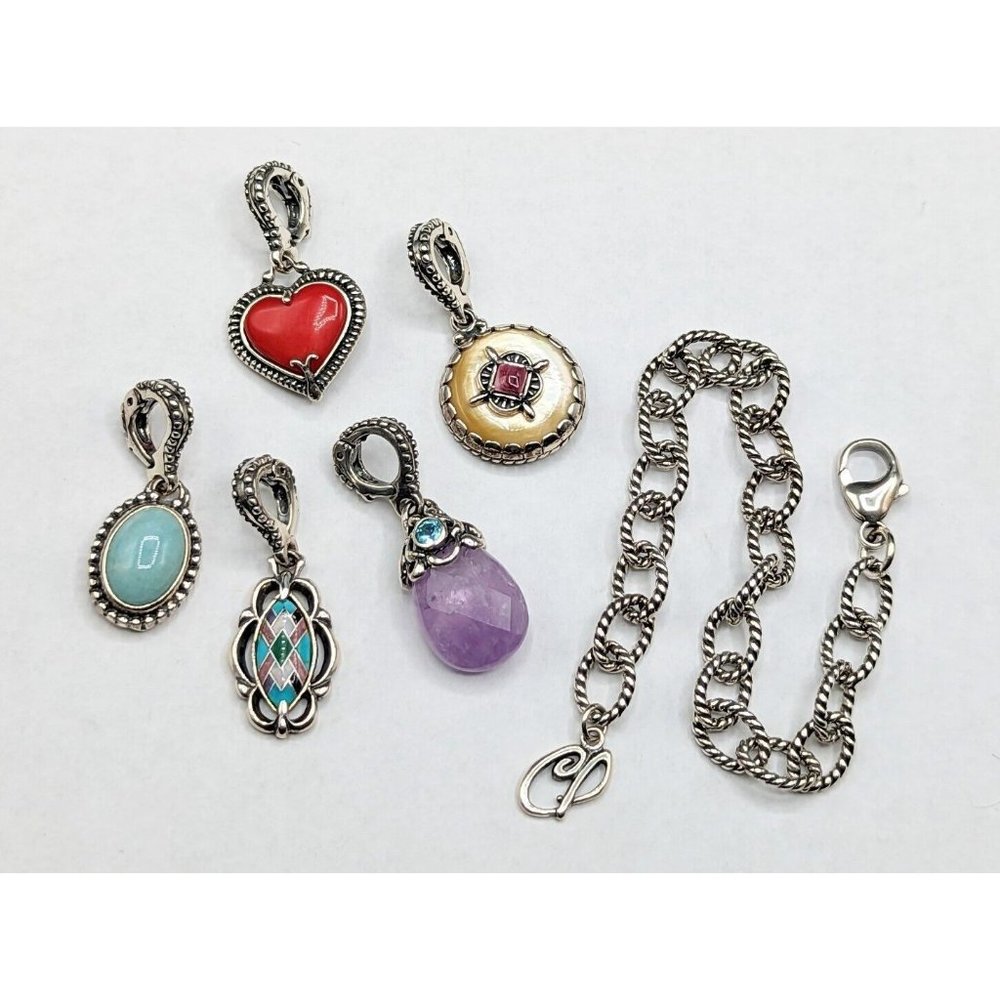 Carolyn Pollack Relios Sterling Silver Bejeweled 5 Enhancer Charm Bracelet